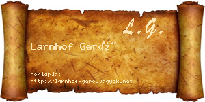 Larnhof Gerő névjegykártya
